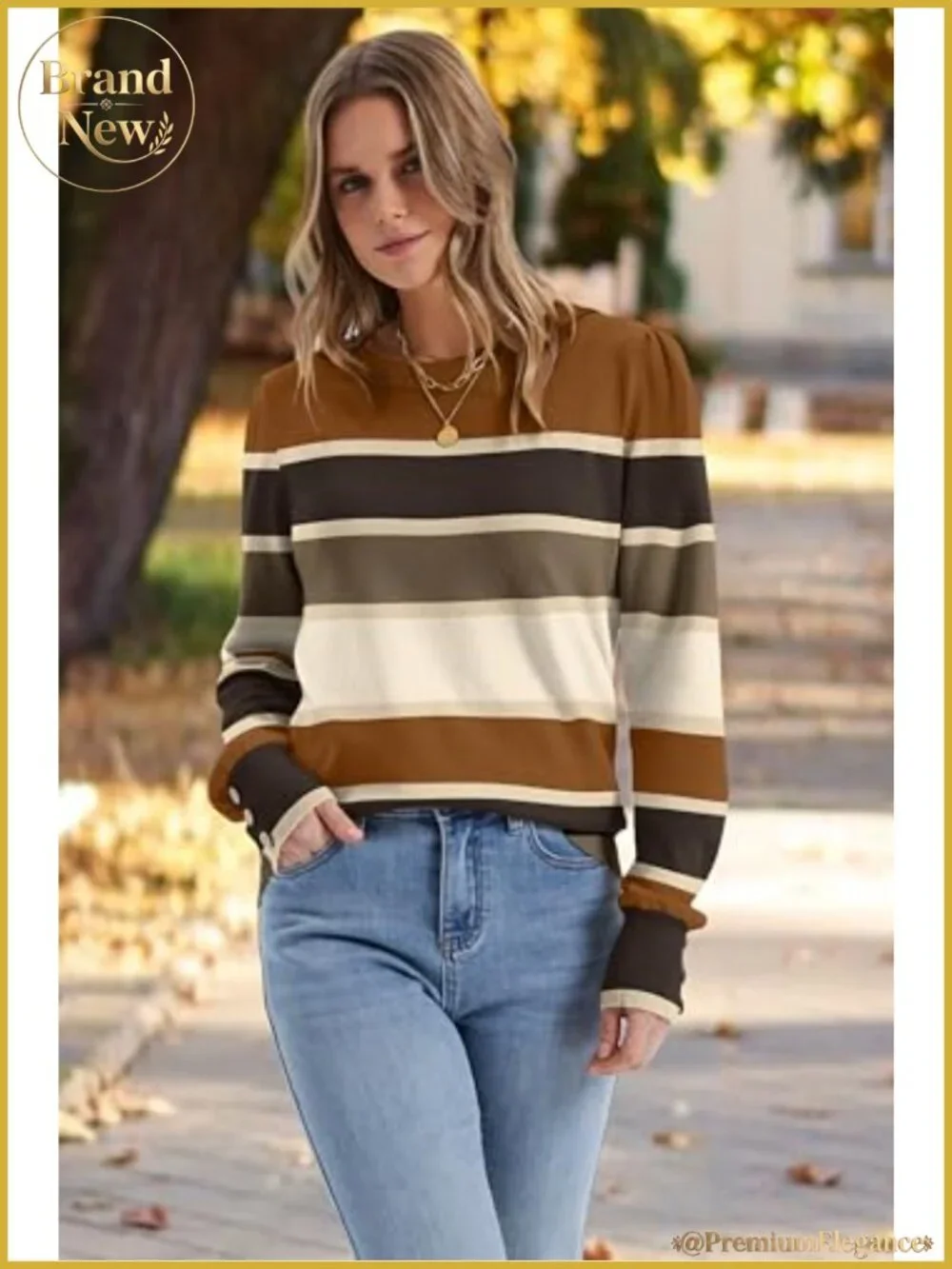 Long Sleeve Button Cuff Knit Pullover Sweater Viscose Nylon Polyester Women's